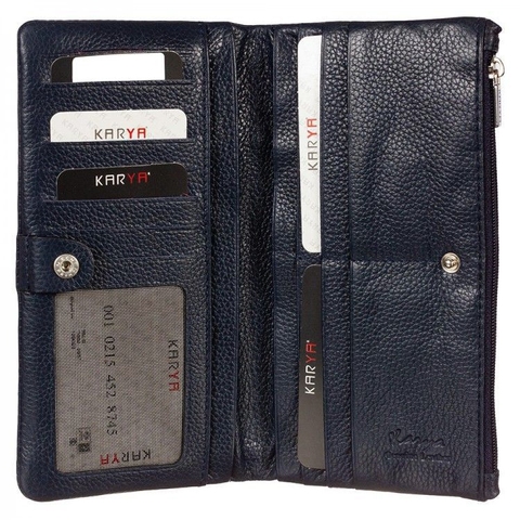 Unisex purse made of genuine fine-grained leather Karya 1124-44-1 dark blue