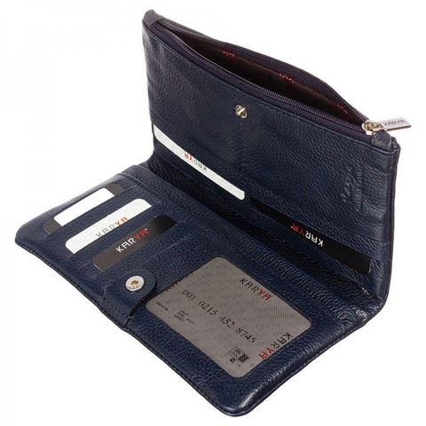 Unisex purse made of genuine fine-grained leather Karya 1124-44-1 dark blue