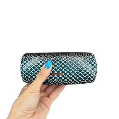 Футляр для очков Karya из лакированной кожи KR3005-020-1 зеленый с коричневым