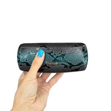 Футляр для окулярів Karya з лакованої шкіри KR3005-020-2 зелений з коричневим