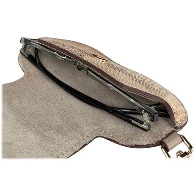 Karya glasses case made of genuine leather KR3006-935 beige with brown