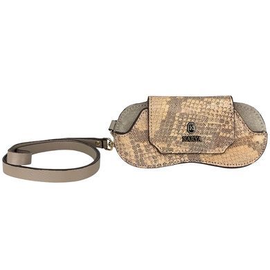 Karya glasses case made of genuine leather KR3006-935 beige with brown
