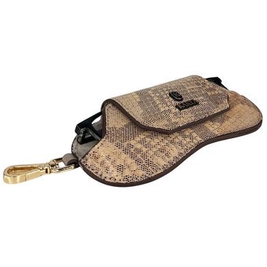Karya glasses case made of genuine leather KR3006-935 beige with brown