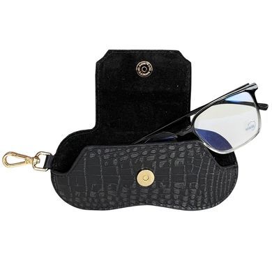 Karya embossed leather eyeglass case KR3006-630-1 black