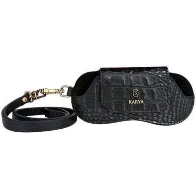 Karya embossed leather eyeglass case KR3006-630-1 black