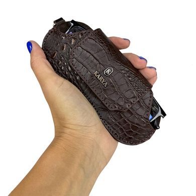 Karya Embossed Leather Eyeglasses Case KR3006-633 Brown
