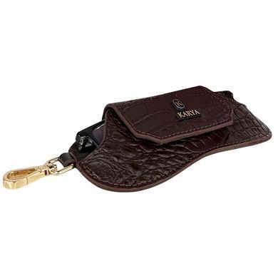 Karya Embossed Leather Eyeglasses Case KR3006-633 Brown