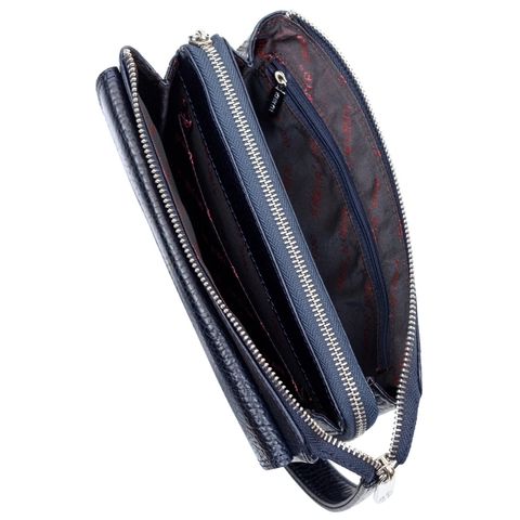 Men's clutch bag made of genuine grained leather Karya 0714-05 dark blue