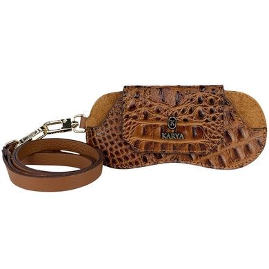 Футляр для очков Karya из тисненой кожи KR3006-653 коньячный