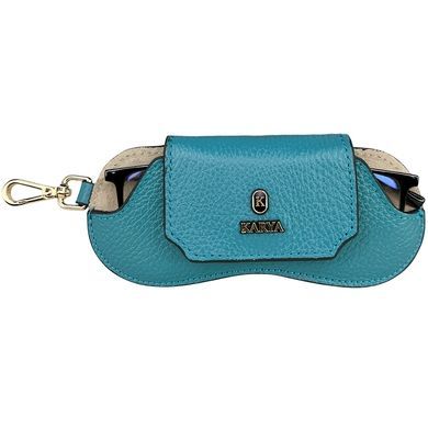 Karya Grained Leather Eyeglasses Case KR3006-925 Turquoise