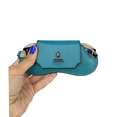 Karya Grained Leather Eyeglasses Case KR3006-925 Turquoise