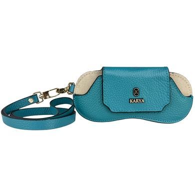Karya Grained Leather Eyeglasses Case KR3006-925 Turquoise