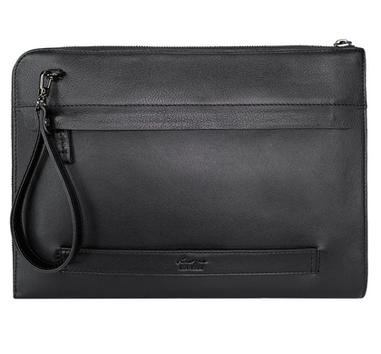 Leather folder with zipper Karya made of smooth leather KR065-554 black