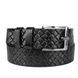 Karya denim belt made of genuine embossed leather 7308-01 black
