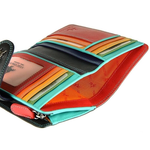 A Colourful Zip Around Purse With RFID For Women by VISCONTI — VISCONTI  Leather